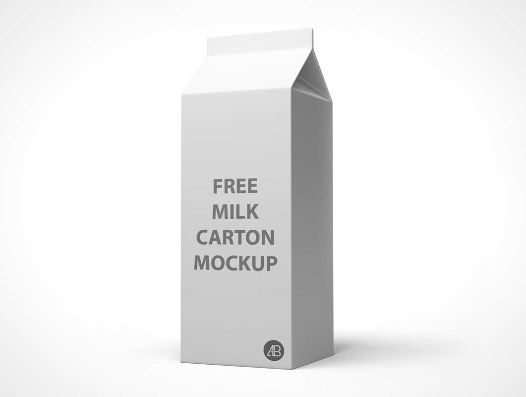 Free Cardboard Milk Carton PSD Mockup