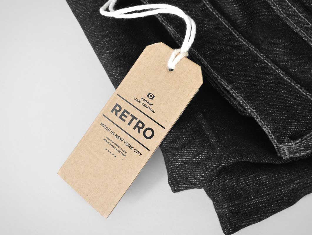 Free Cardboard Tag PSD Mockup Clothing Label With String