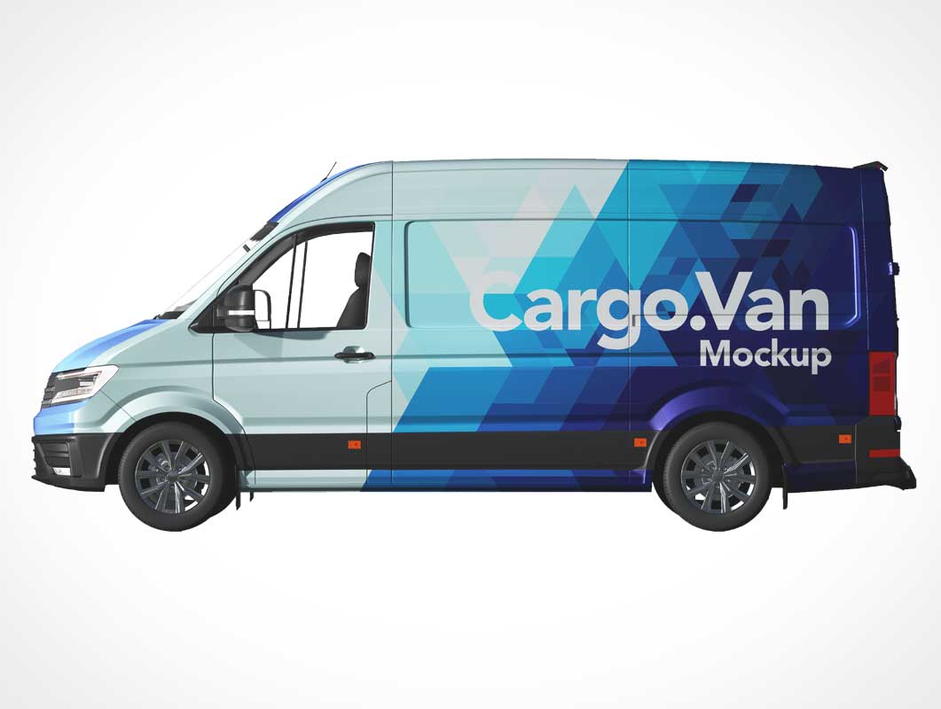 Free Cargo Delivery Van PSD Mockup