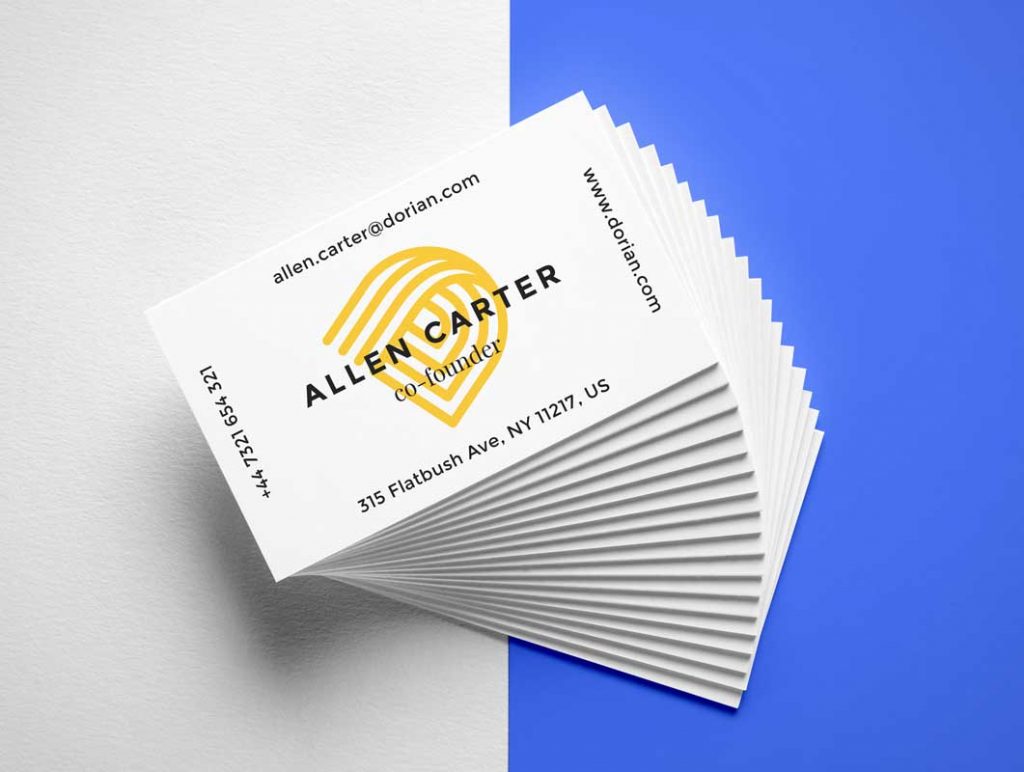 Free Cascading Business Card Stack PSD Mockup