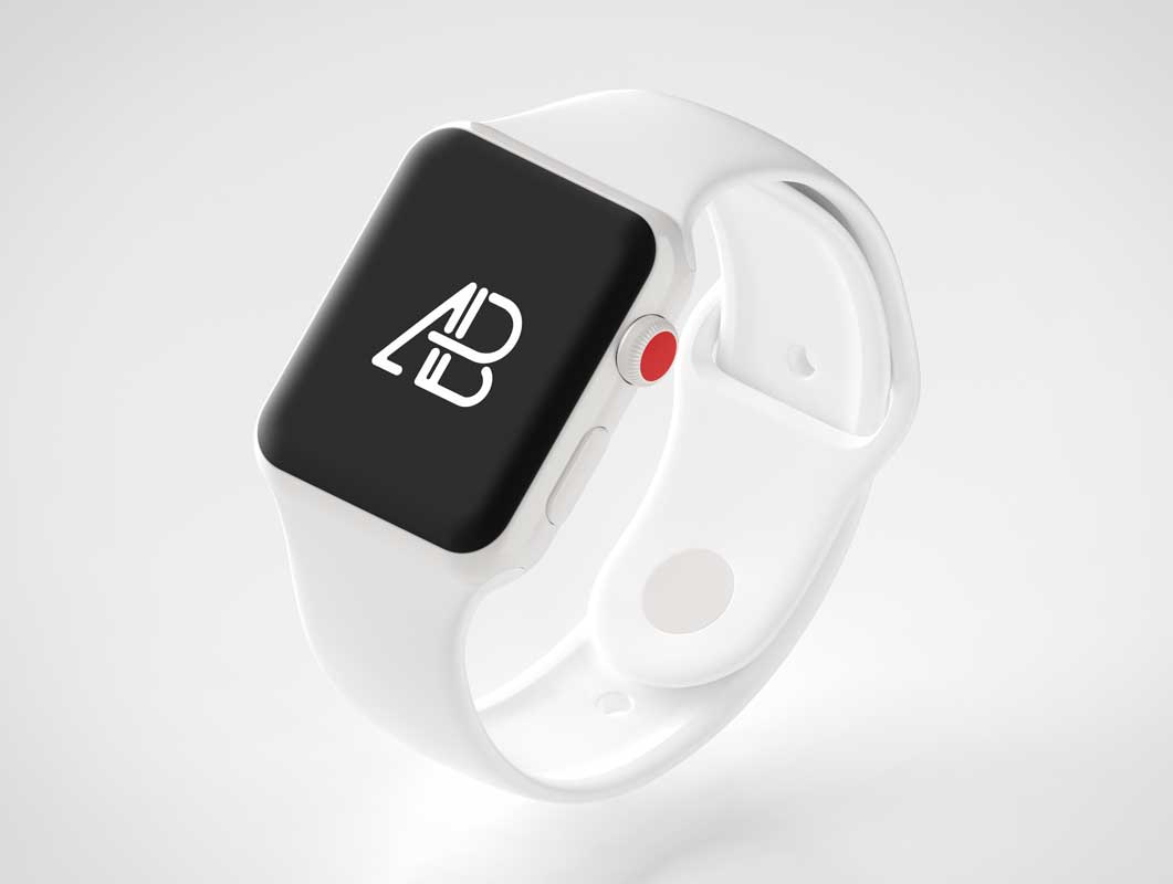 Free Ceramic Body Apple Watch 3 Wristband Strap PSD Mockup