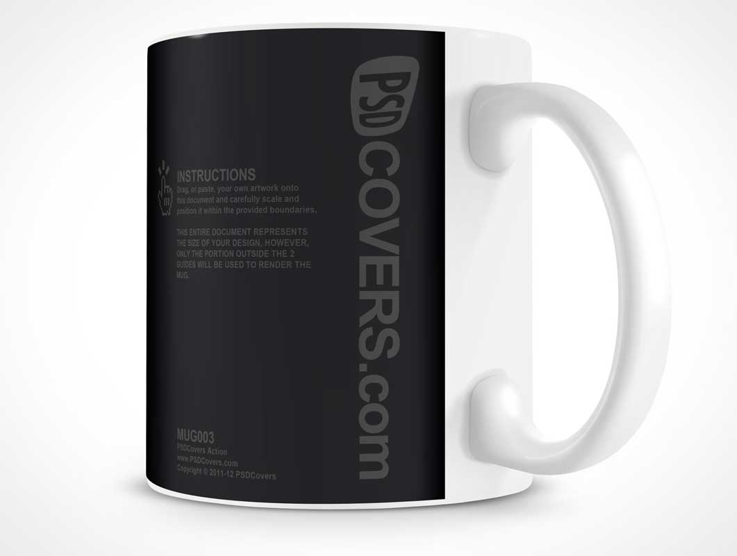 Free Ceramic Coffee Mug PSD Mockup With Handle Out Front