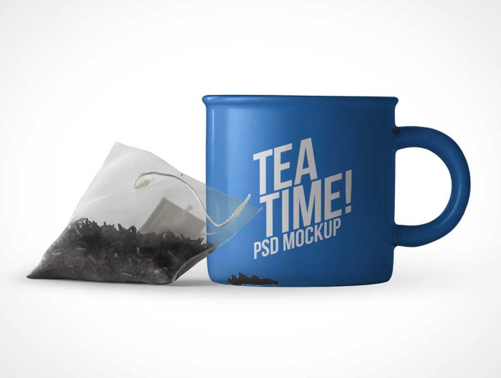 Free Ceramic Mug Tea Bag PSD Mockup