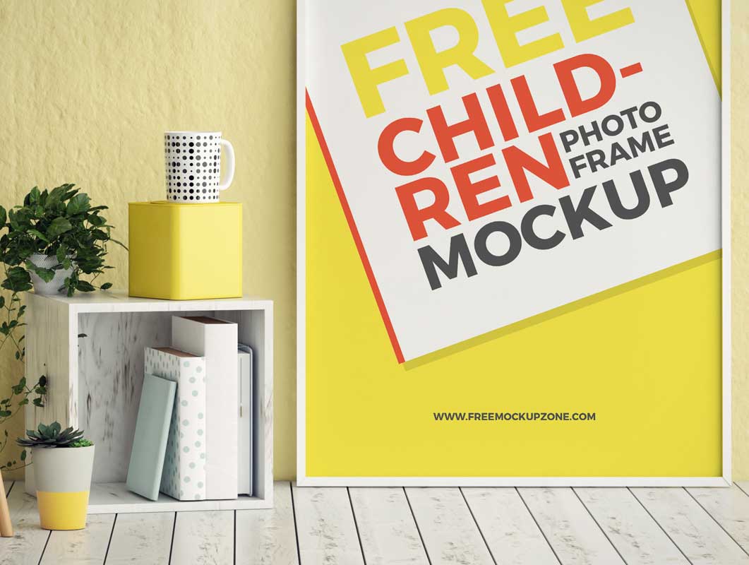 Free Childrens Room Poster Frame PSD Mockup