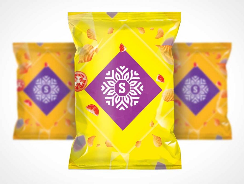 Free Chip Bag Front Cover Branding PSD Mockup