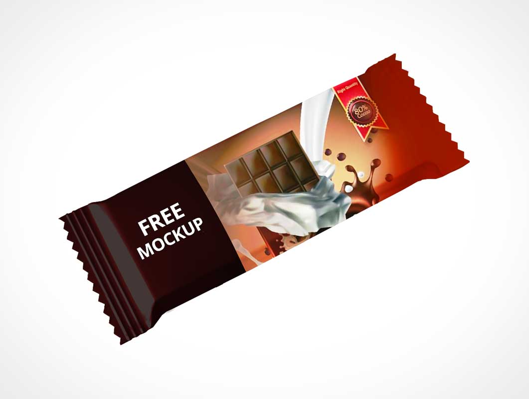 Free Chocolate Candy Bar Wrapper PSD Mockup