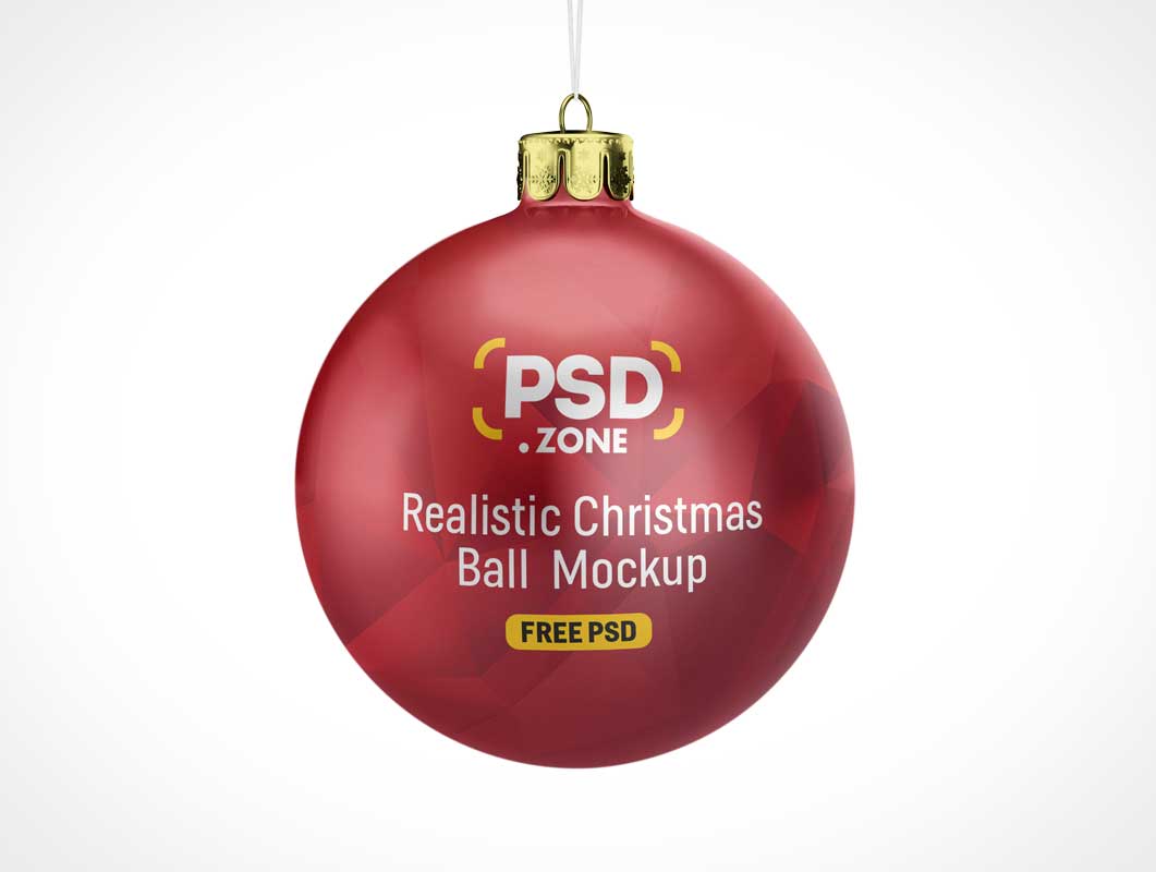Free Christmas Ball Tree Ornament PSD Mockup