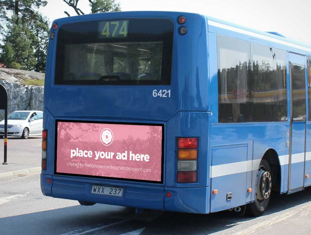 Free City Bus Billboard Advertising PSD Mockup