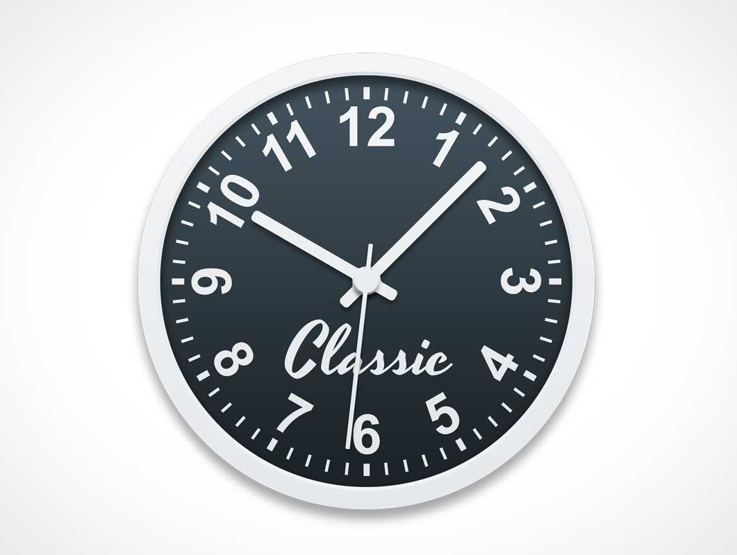Free Classic Wall Clock PSD Mockup