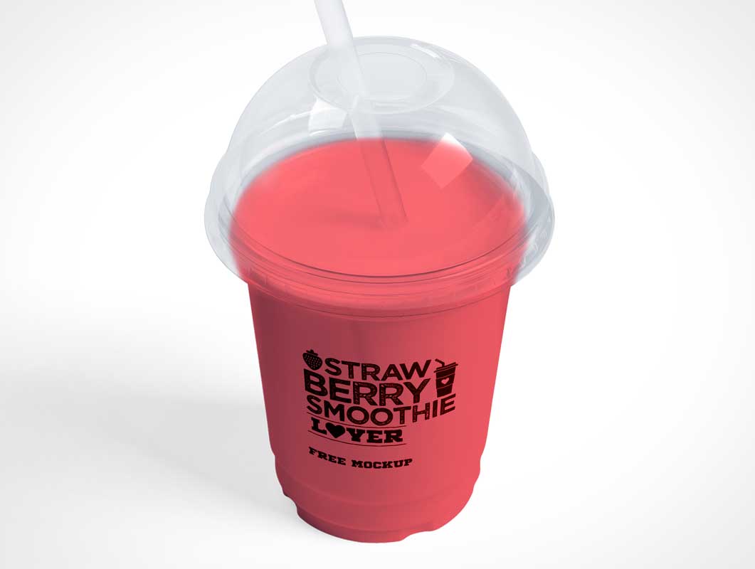 Free Clear Dome Plastic Smoothie Cup Straw PSD Mockup