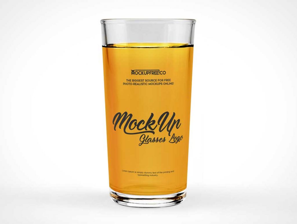 Free Clear Drinking Glass Direct Side View PSD Mockup