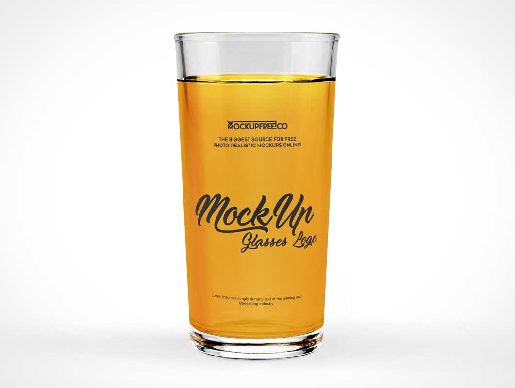 Free Clear Drinking Glass Direct Side View PSD Mockup