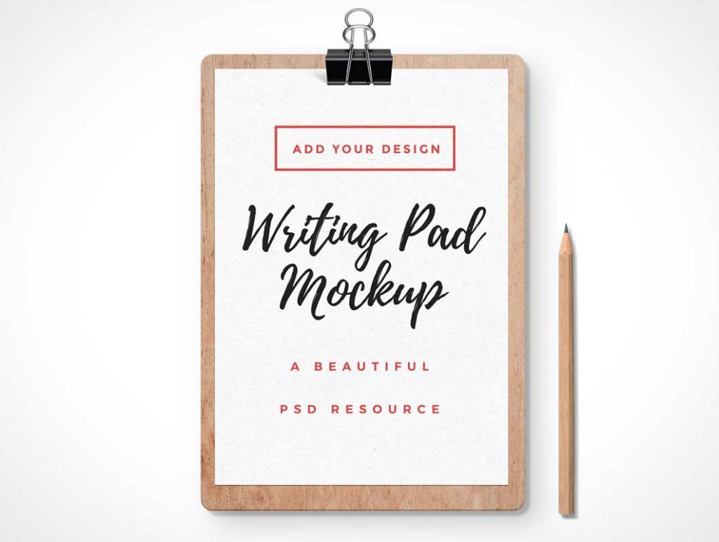 Free Clipboard Writing Pad PSD Mockup