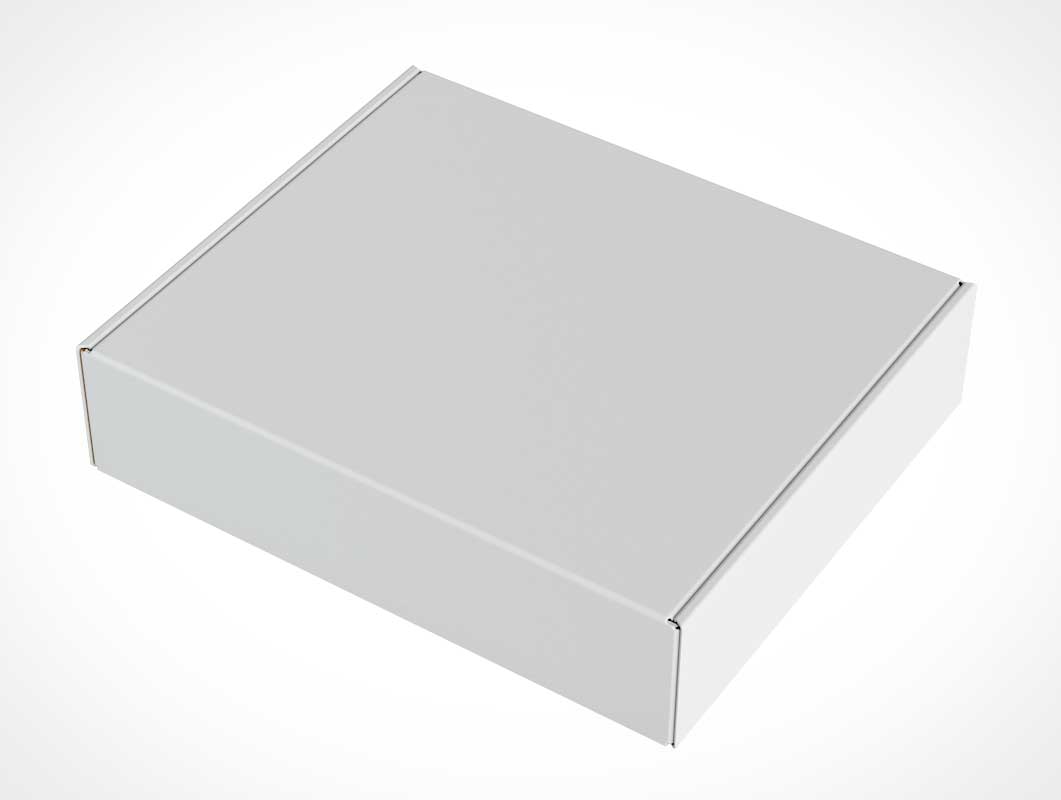 Free Closed Cardboard Flat Box PSD Mockups