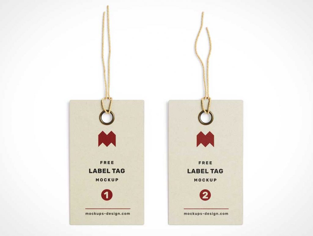 Free Clothing Store Label Tag Grommet String PSD Mockup