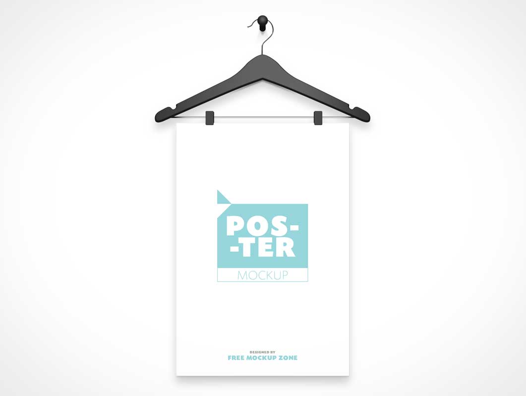 Free Cloths Hangers Clipped Posters PSD Mockup