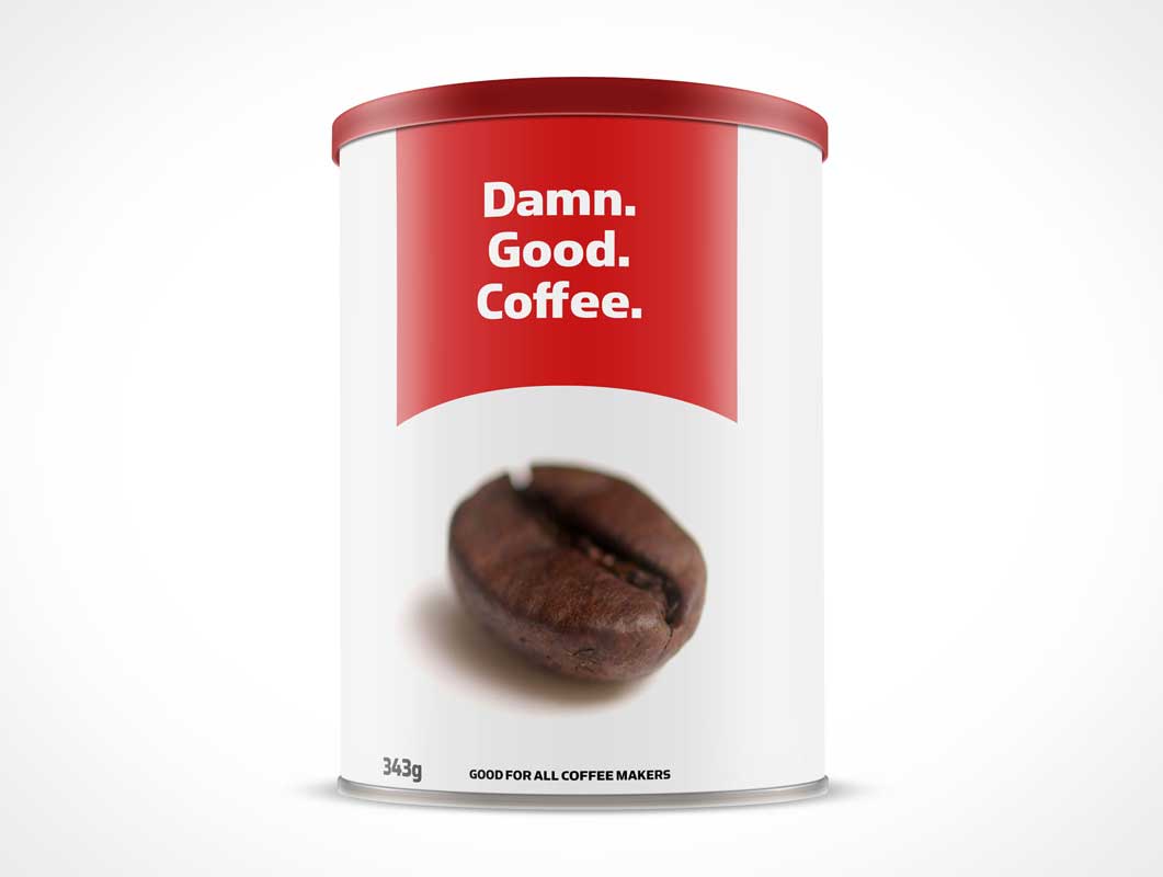 Free Coffee Canister Front Label PSD Mockup