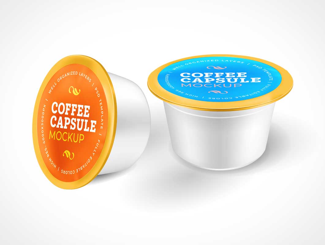 Free Coffee Capsule Cup Packaging PSD Mockups