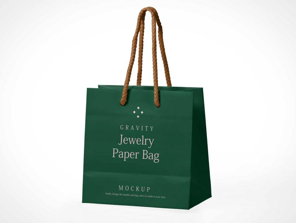 Free Jewelry Paper Shopping Bag Rope Handle PSD Mockup