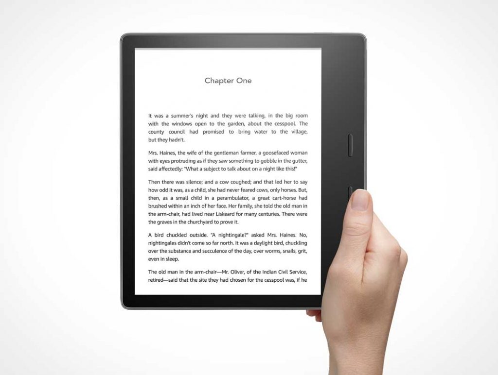 Free Kindle Oasis EBook Reader PSD Mockup