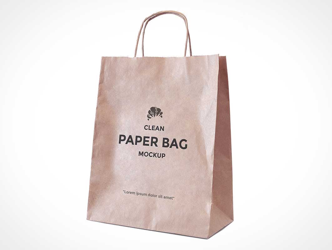 Free Shopping Paper Bag With Carry Handles Psd Mockup