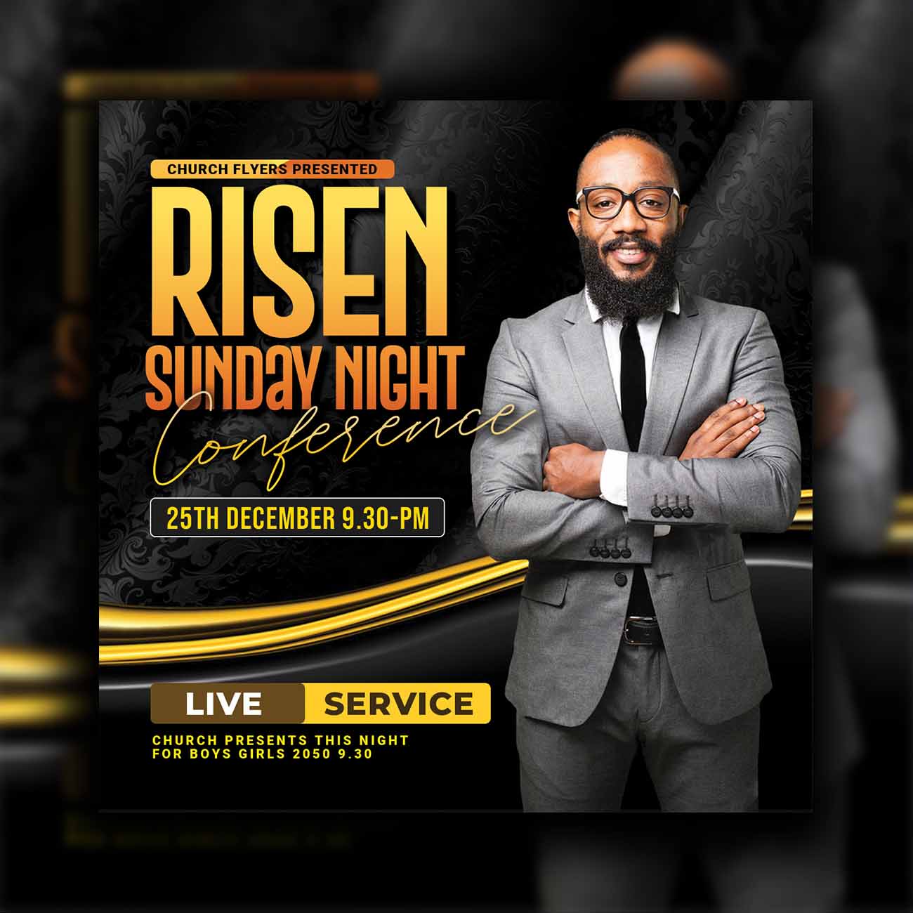 Black Risen Church Flyer Template Psd Design