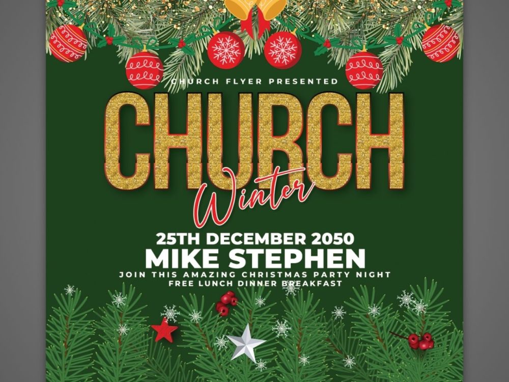 Christmas Winter Church Flyer Template Design PSD