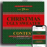 Christmas Ugly Sweater Contest Flyer Template Psd
