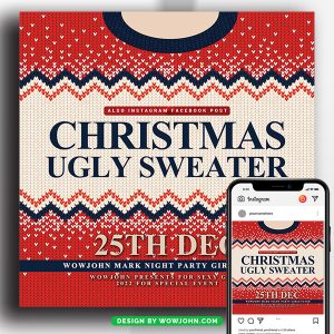 Christmas Ugly Sweater Party Flyer Template Psd
